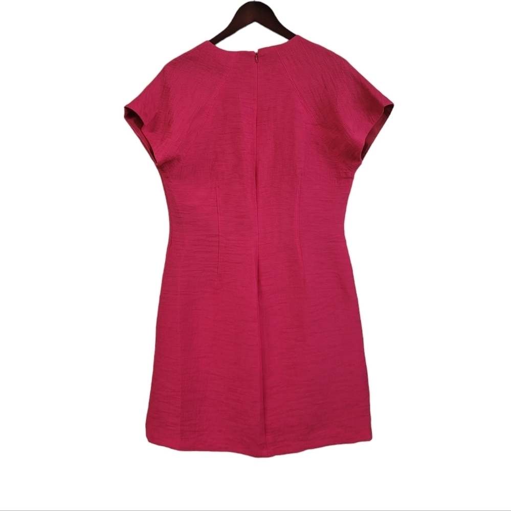 New Natori Women's Hot Pink Short Sleeve Vneck Midi Dress Medium 10 Barbiecore - Picture 5 of 6